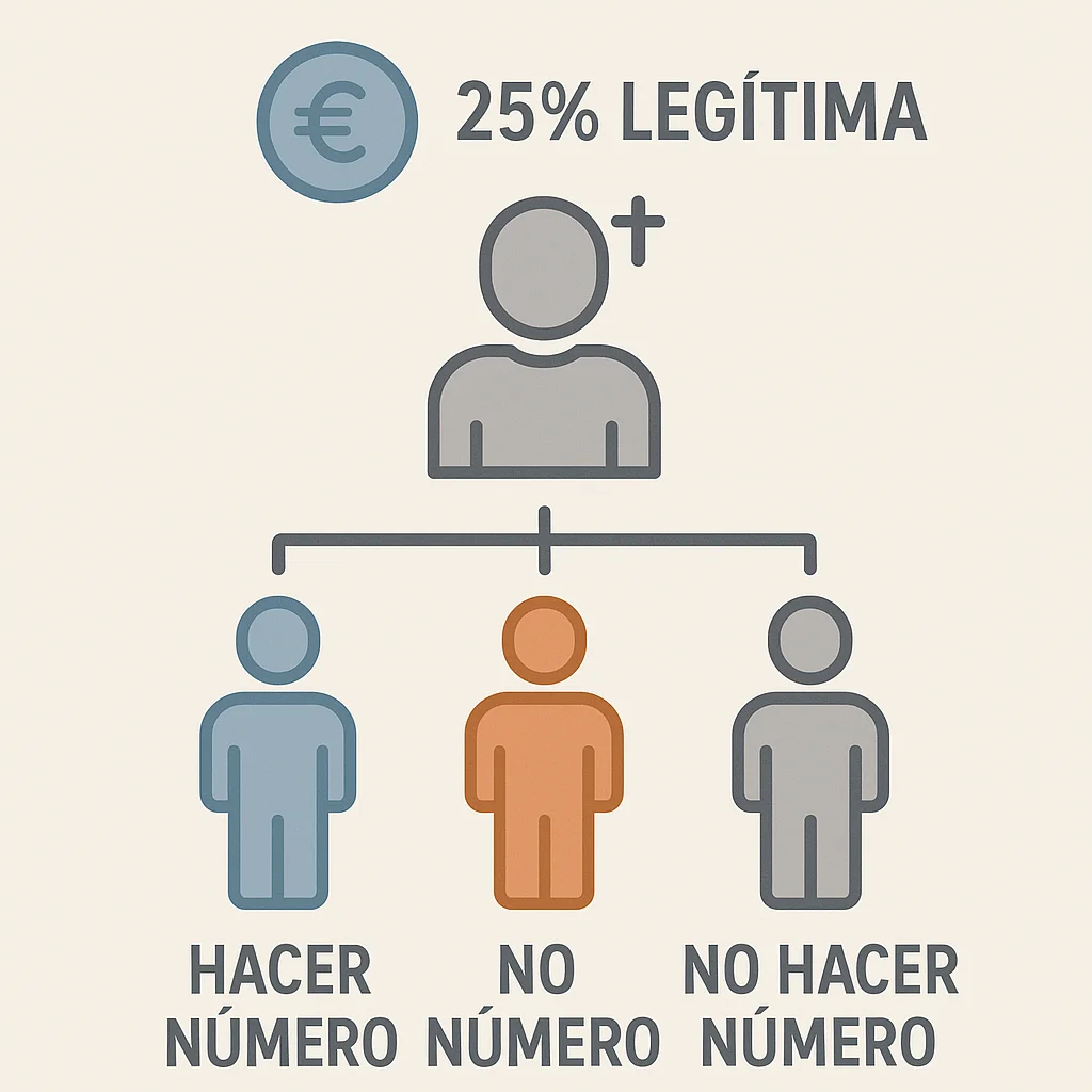 hacer número en la legítima catalana