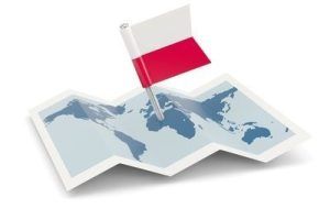 Map with flag of poland isolated on white